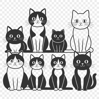 A digital illustration of a domesticated feline animal, suitable for use in various design projects.