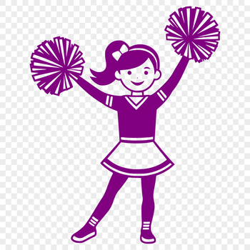 A young girl wearing a cheerleading uniform and pom-poms, ideal for use in digital designs and crafts.
