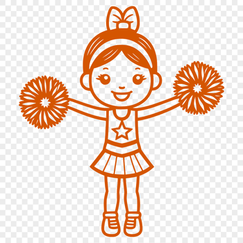 A young girl in a colorful uniform posing with pom-poms, representing a classic cheerleading team.