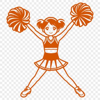 Illustrative vector design of a young female cheerleader in athletic attire.