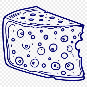 A digital illustration of a wedge of cheese in a clean vector format.