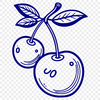 Illustrative representation of a single cherry fruit, ideal for vector designs and commercial use.