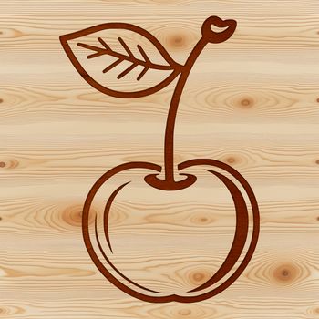 A vector illustration of a cherry fruit with a single stem.