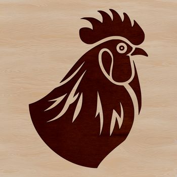 A simple line drawing of a farm animal's head, specifically a chicken.