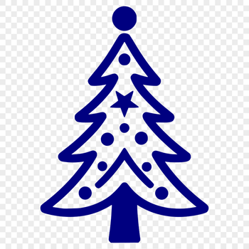 A stylized illustration of a traditional Christmas tree, suitable for digital use.