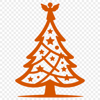 A festive Christmas tree illustration in simple lines and shapes, suitable for various digital and crafting projects.