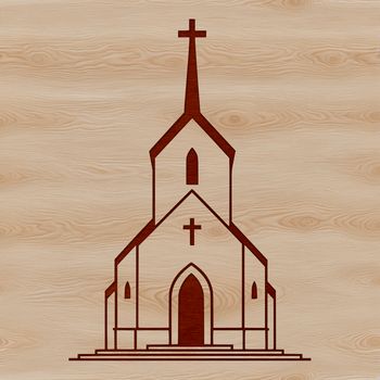 A simple vector illustration of a church building with details suitable for cutting machines like Cricut or laser cutters.