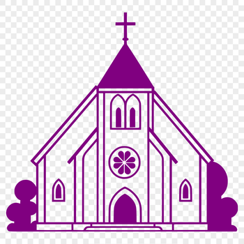 A stylized illustration of a church building in a vector format.