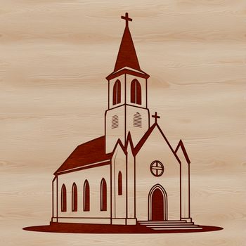 A 2D representation of a traditional church building with detailed architecture.