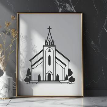 Vector graphic design of a traditional place of worship with ornate details.