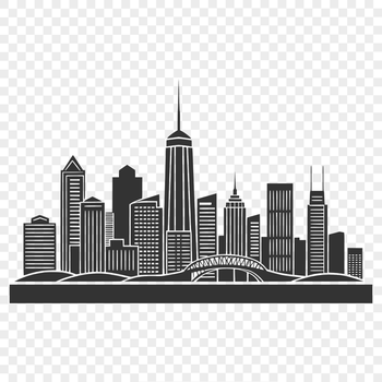 A detailed city skyline illustration created as a scalable vector graphic.