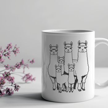 A vector graphic design featuring a detailed alpaca figurine suitable for digital crafting and cutting machines.