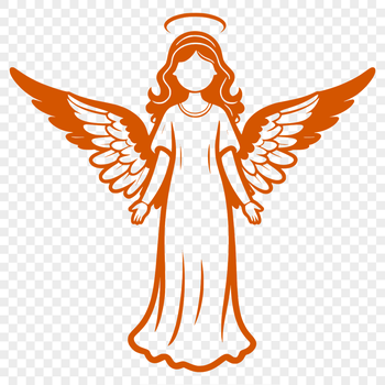 An intricate design of an angel with wings, created as a scalable vector graphic (SVG) image.