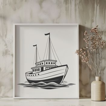 A vector illustration of a boat designed for cutting machines like Cricut.