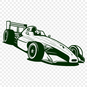 A detailed, vector illustration of a racing car, suitable for cutting and engraving with a laser cutter or pyrography tool.