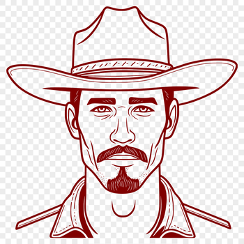 A classic illustration of a cowboy in western attire, suitable for vector graphics and digital art.