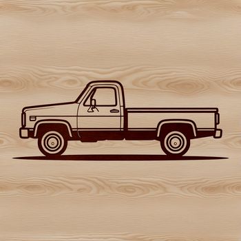 A illustration of a pickup truck designed as a vector graphic.