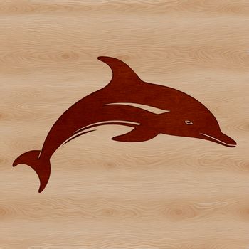 Illustration of a dolphin, a marine mammal, swimming in the ocean.