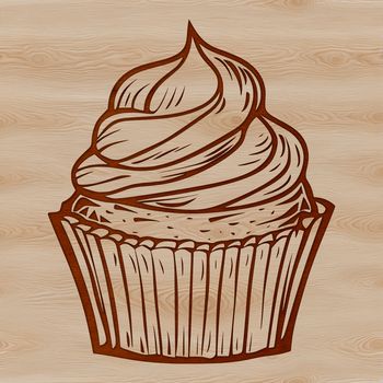 A colorful cupcake with frosting and sprinkles, ideal for food illustrations.