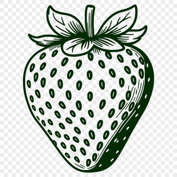 An SVG graphic representation of a ripe red strawberry for design purposes.
