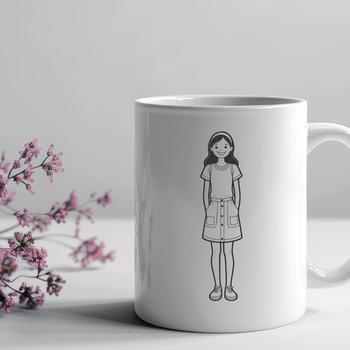 A young female character designed as vector art.