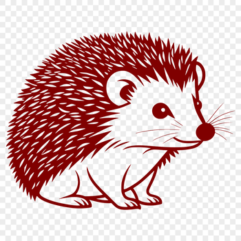 A detailed illustration of a hedgehog with quills.