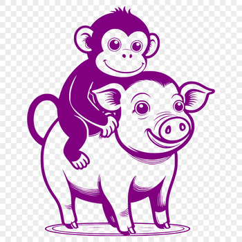 A cartoon illustration of a monkey-pig hybrid, created as a vector graphic.