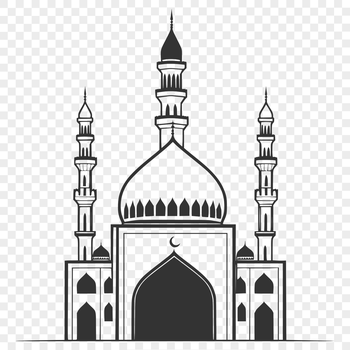 A detailed illustration of a mosque with intricate architectural elements, suitable for vector art and digital design.