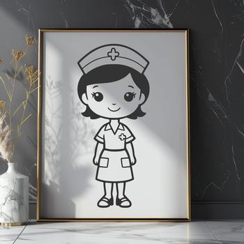 Female nurse in full-body uniform standing with professional stance.