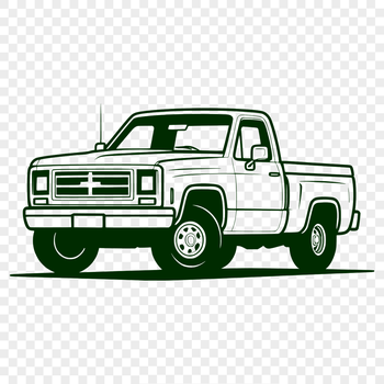 Rounded-edged pickup truck illustration designed as a vector graphic for digital use.