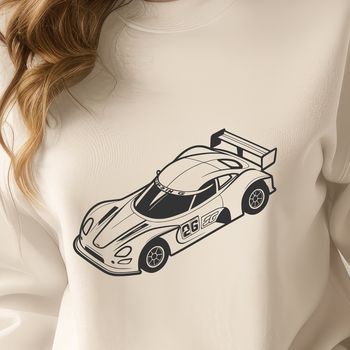 A sleek racing car illustration created in vector format, suitable for various design applications.