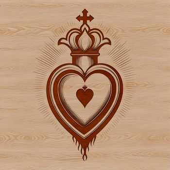SVG file of the Sacred Heart design suitable for cutting machines and digital applications.
