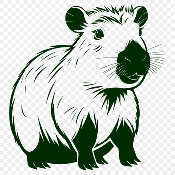 A high-resolution digital illustration of a capybara, a large rodent native to South America.