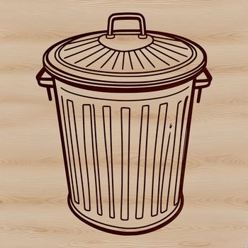 A simple vector illustration of a trash can with a lid, suitable for graphic design and digital cutting.