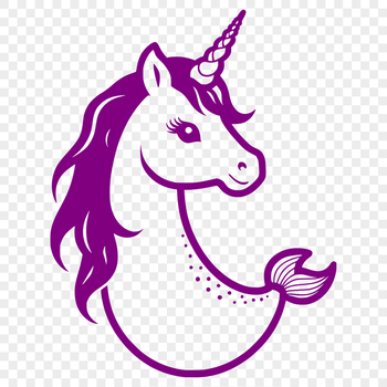 A mythological creature with the upper body of a unicorn and lower body of a mermaid, depicted in vector format.