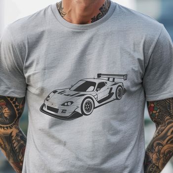 A high-performance vehicle with sleek design and bold lines, suitable for cutting out on a Cricut or laser cutter.