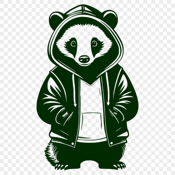 A realistic illustration of a badger in a neutral color palette, suitable for various designs.