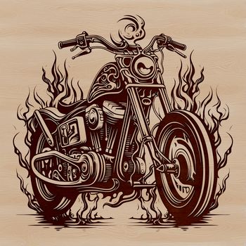 A detailed illustration of a motorbike, suitable for vector graphics and cutting machine designs.