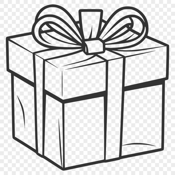 A digital clip art design featuring a stylized box shape with clean lines and no background.