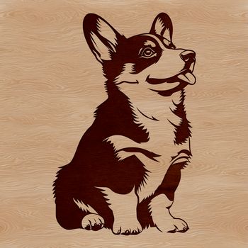 A cartoon illustration of a corgi sitting on its haunches, suitable for clip art designs.