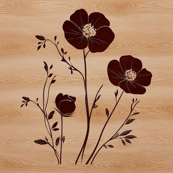A detailed illustration of a wild flower with intricate petals and stems.