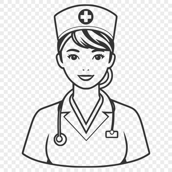 Female healthcare professional in uniform, vector illustration.