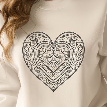 A colorful, intricate heart design created using vector art, perfect for cutting machines or laser cutters.