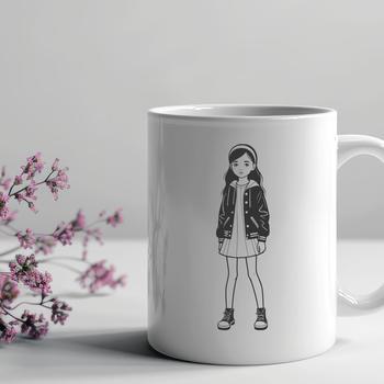 A digital illustration of a young girl, suitable for vector graphics design.