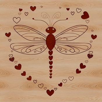 A detailed illustration of a dragonfly with intricate designs and patterns.