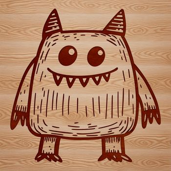 A colorful cartoon monster with expressive features and rounded edges.