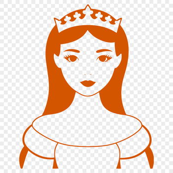 Illustration of a young girl dressed as a princess in a traditional costume.