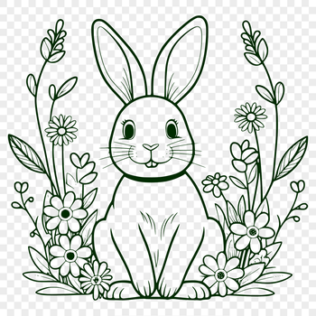 A stylized illustration of a rabbit sitting on its hind legs.
