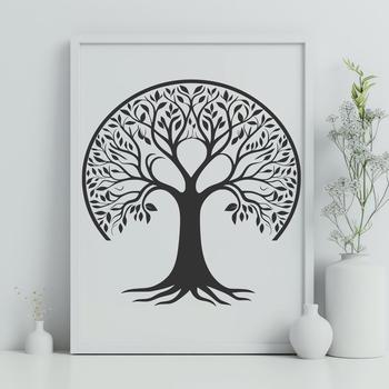 A detailed vector illustration of a tree with intricate branches and leaves.