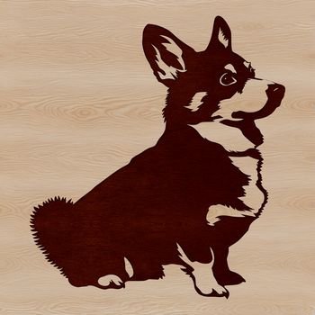 A detailed illustration of a sitting Welsh Corgi dog breed.
